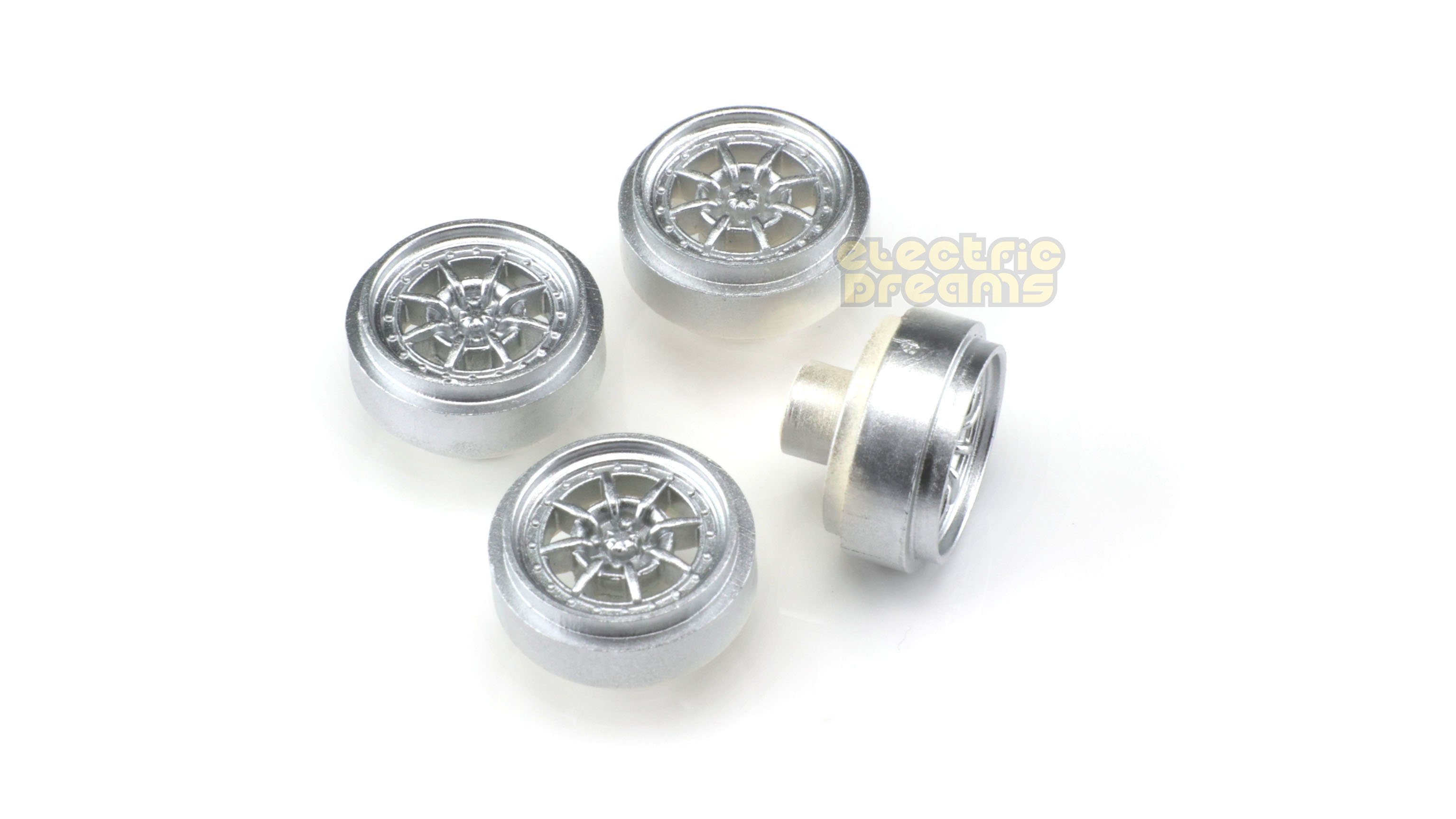 Team Slot 59029 - Pack of 4 Wheels - Braid Series 1R Silver Fronts